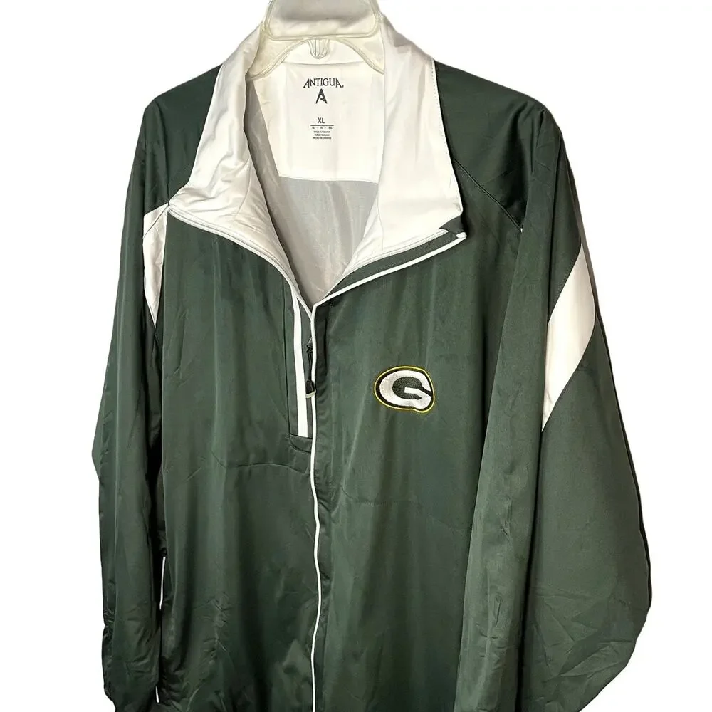NFL Green Bay Packers Antigua Light Weight Full Zip Jacket Embroidered Size XL